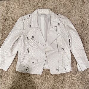 Rebecca Minkoff White Perforated Leather Jacket
